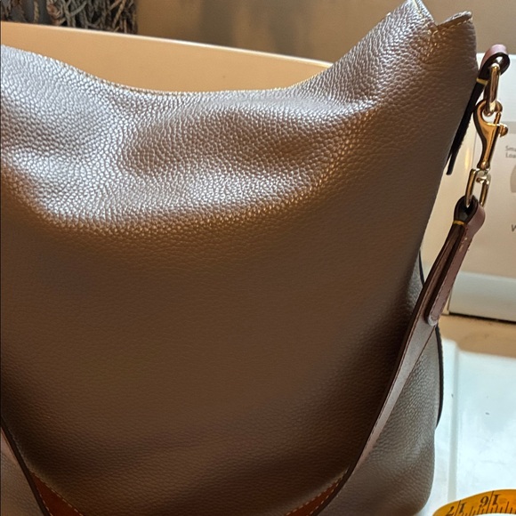 Dooney & Bourke Gray/Leather Shoulder Hobo with Brown Trim - Picture 6 of 14